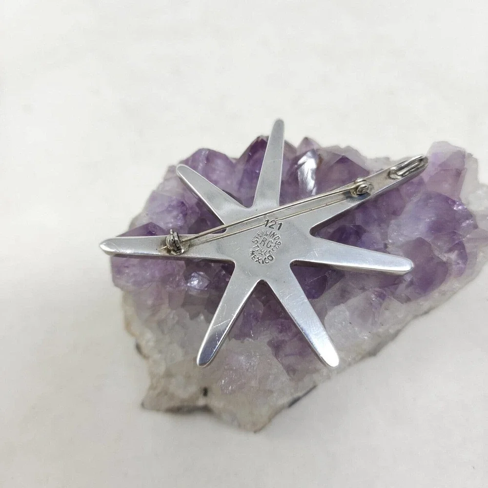 Reveriano Castillo Brooch 925 Sterling Silver Amethyst Sputnik Atomic Pendant